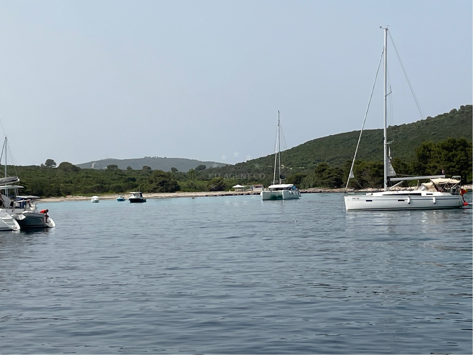 Anchorage on Ilovik Island, Croatia with a sandy seabed and natural surroundings