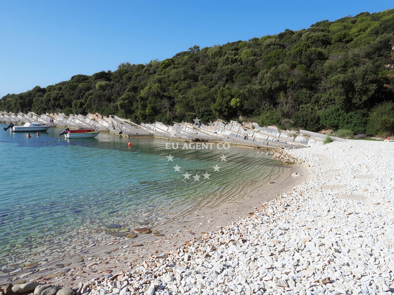 Anchorage in Kavran, Croatia with views of the Kvarner Gulf and nearby coastline