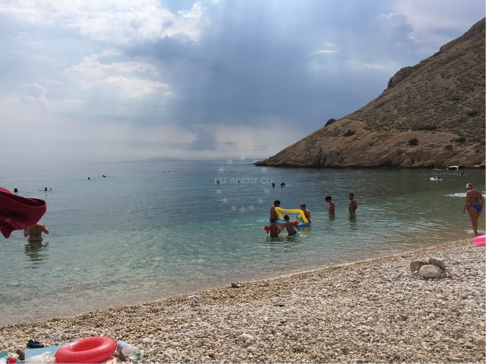 Anchorage on Krk Island near Stara Baška, Croatia with calm waters and nearby coastline