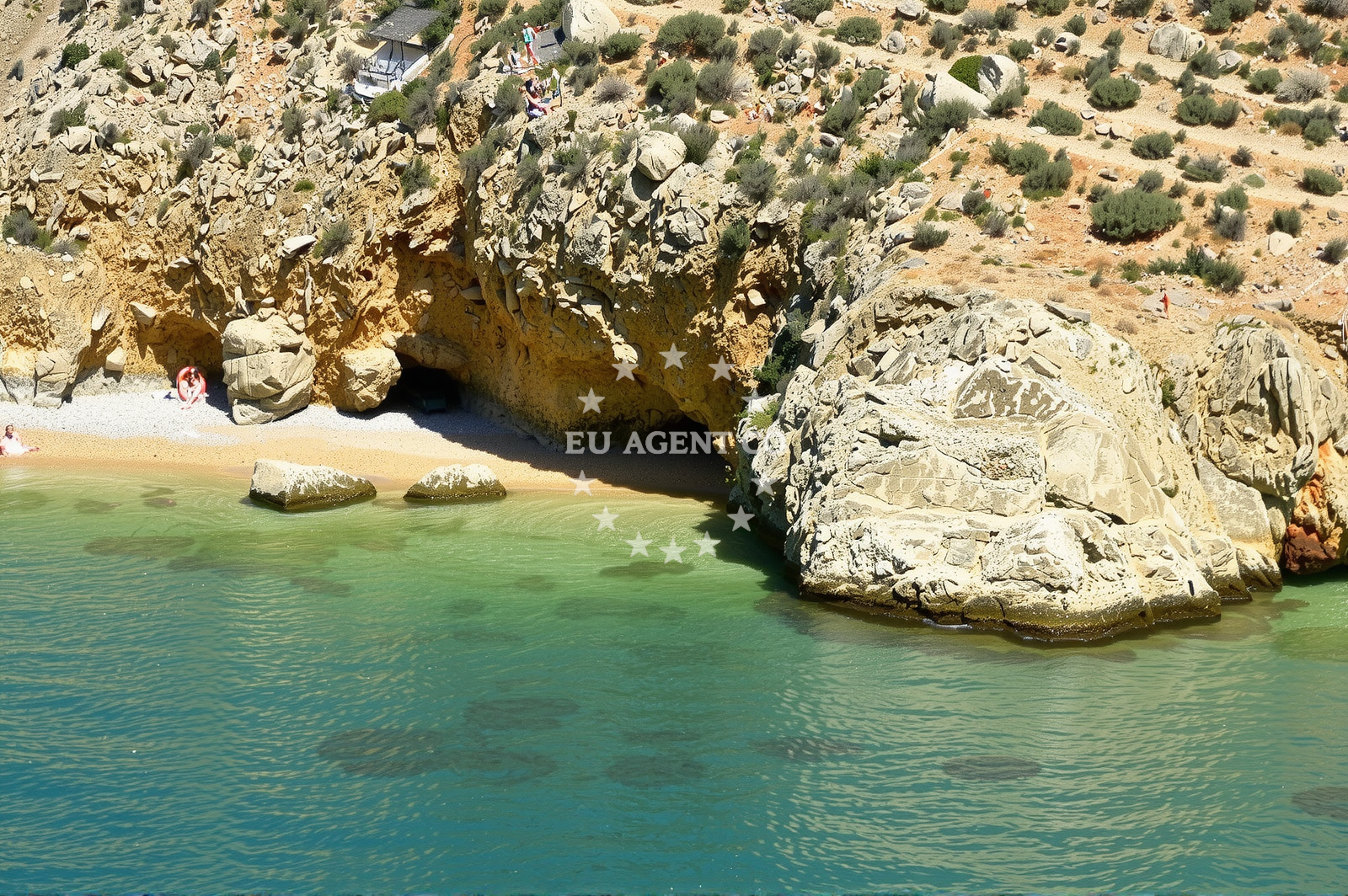Anchorage on Krk Island near Stara Baška with nearby cliffs and open sea