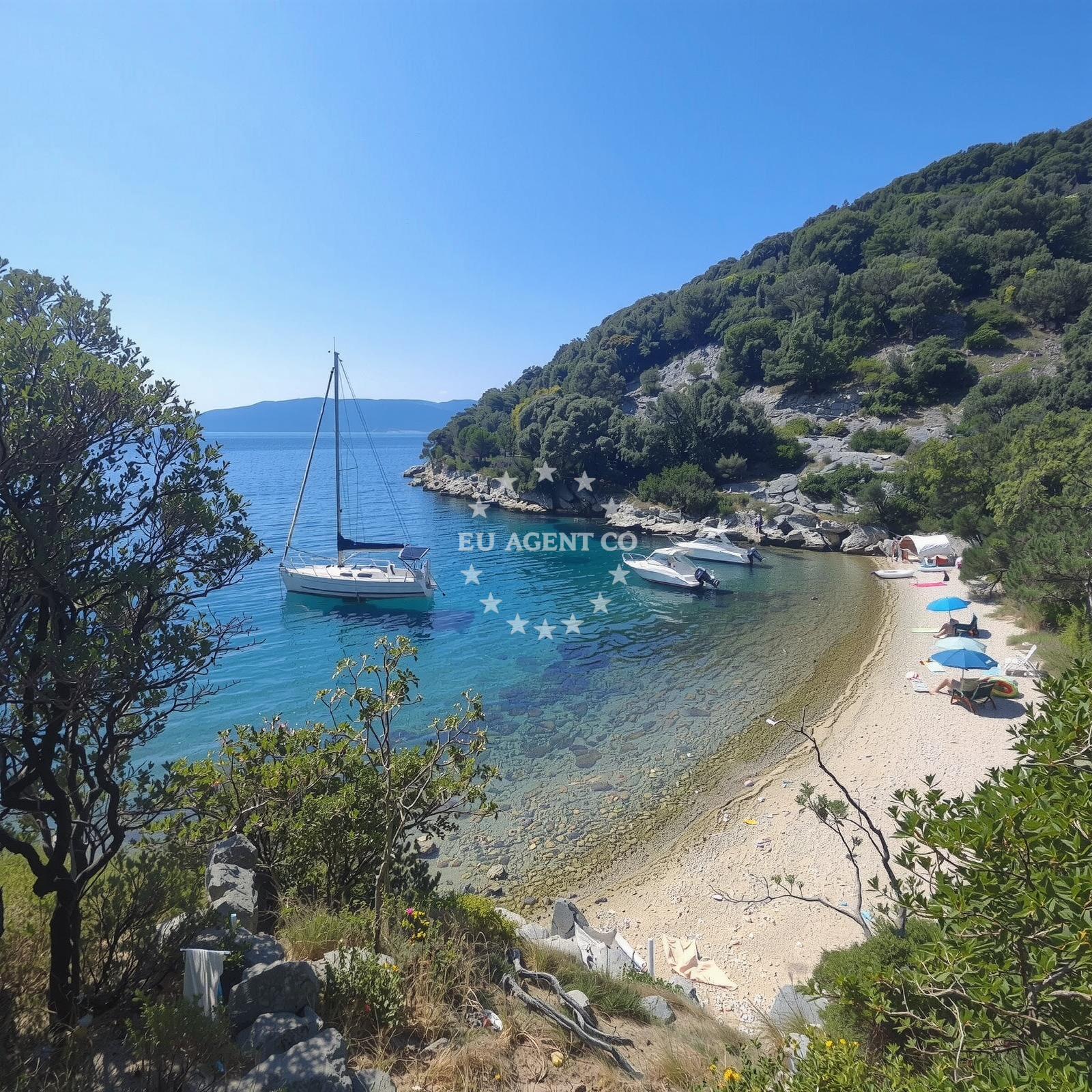 Lagdimor village overlooking the Adriatic Sea on Krk Island
