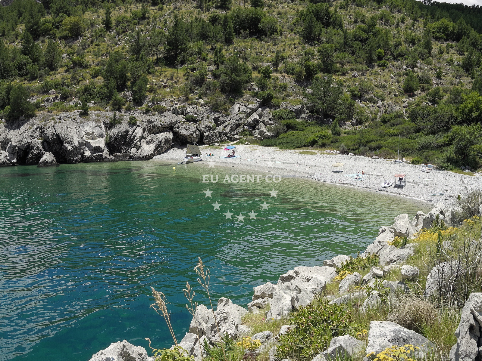 Petrina beach on Krk Island, accessible from nearby anchorage