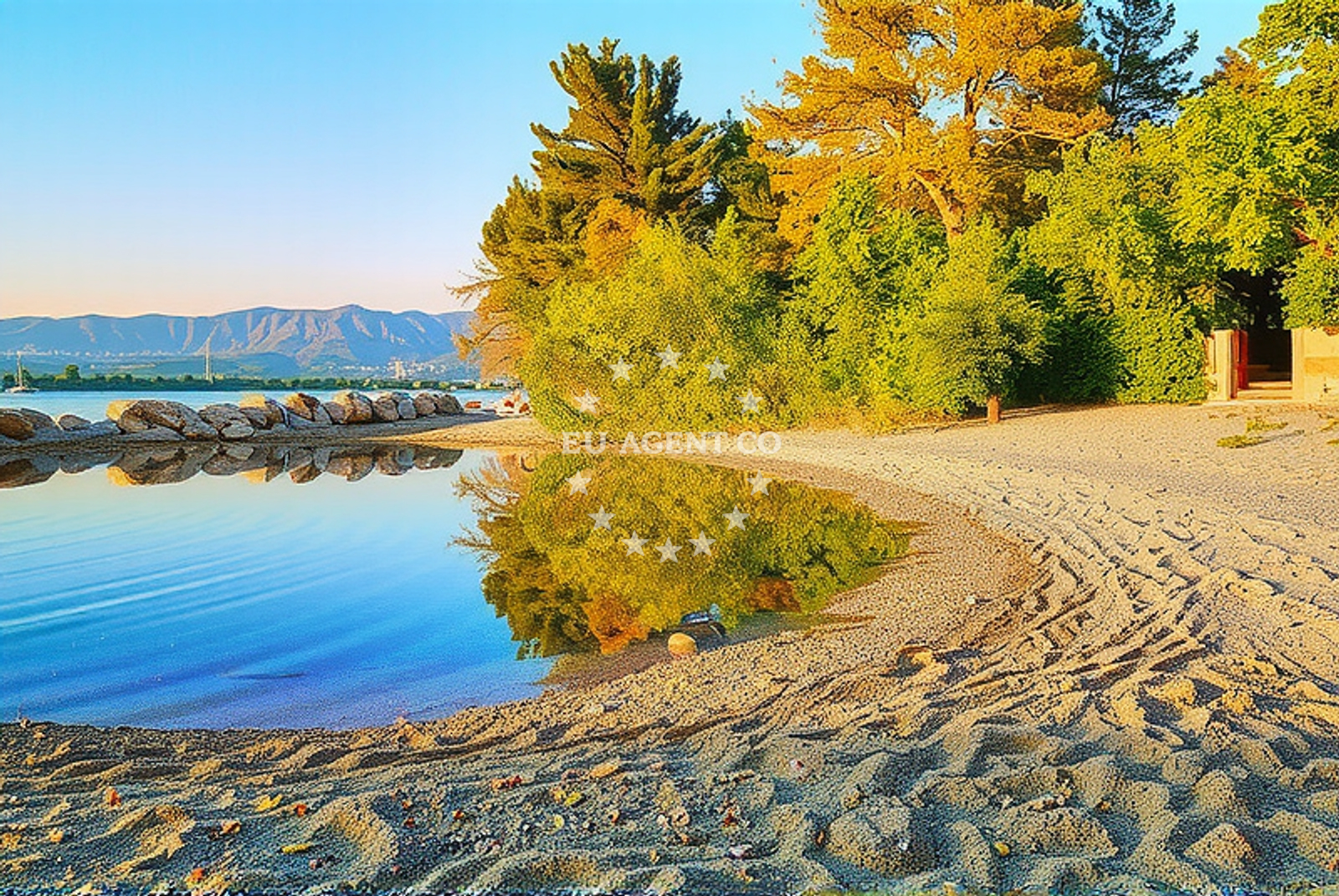 View of Klimno Anchorage from the shore, Krk Island, Croatia