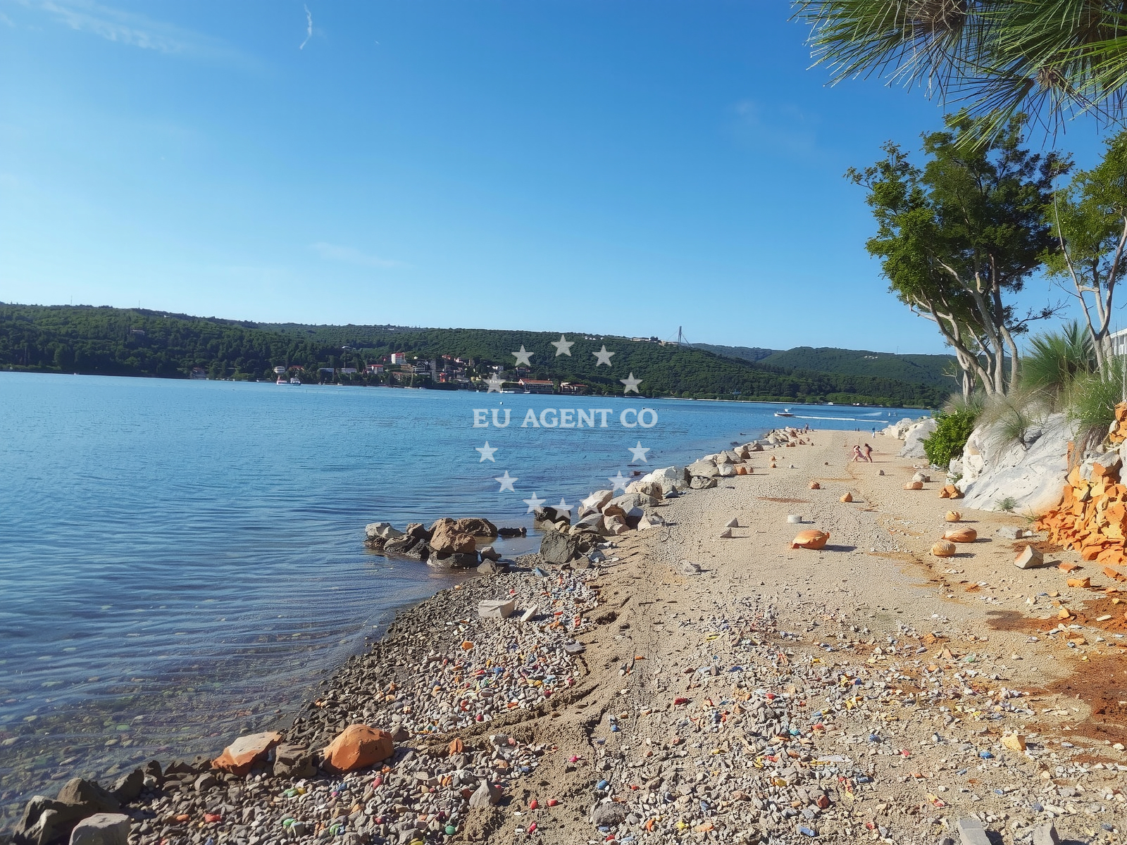 Čižići Beaches visible from Klimno Anchorage, Krk Island, Croatia