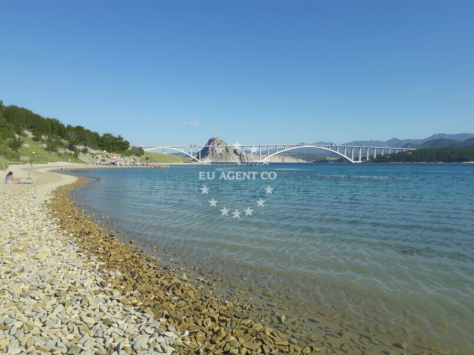 Northern coastline of Krk Island with Anchorage Voz in the distance