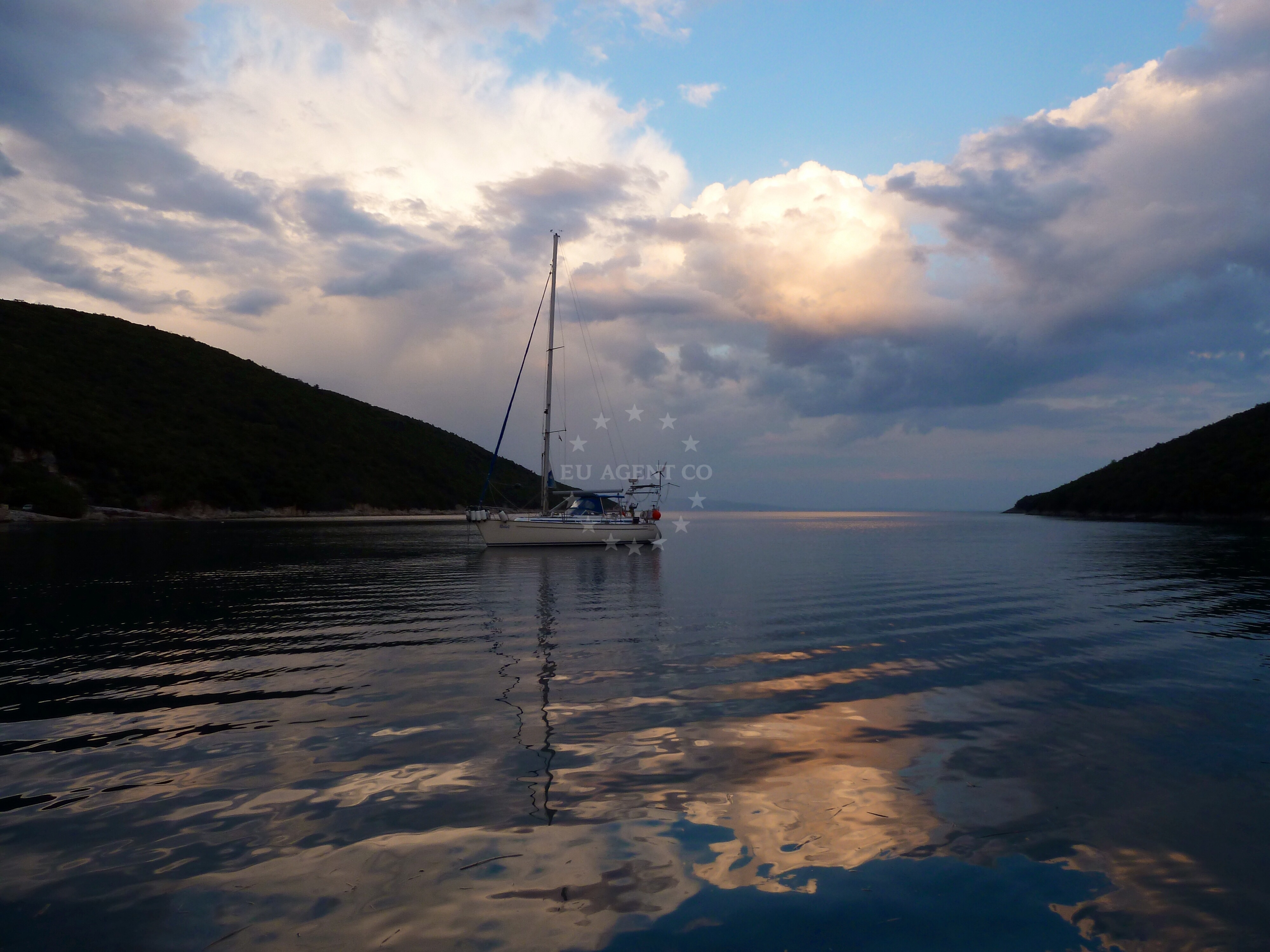 Krnica Anchorage with fishing boats in the background