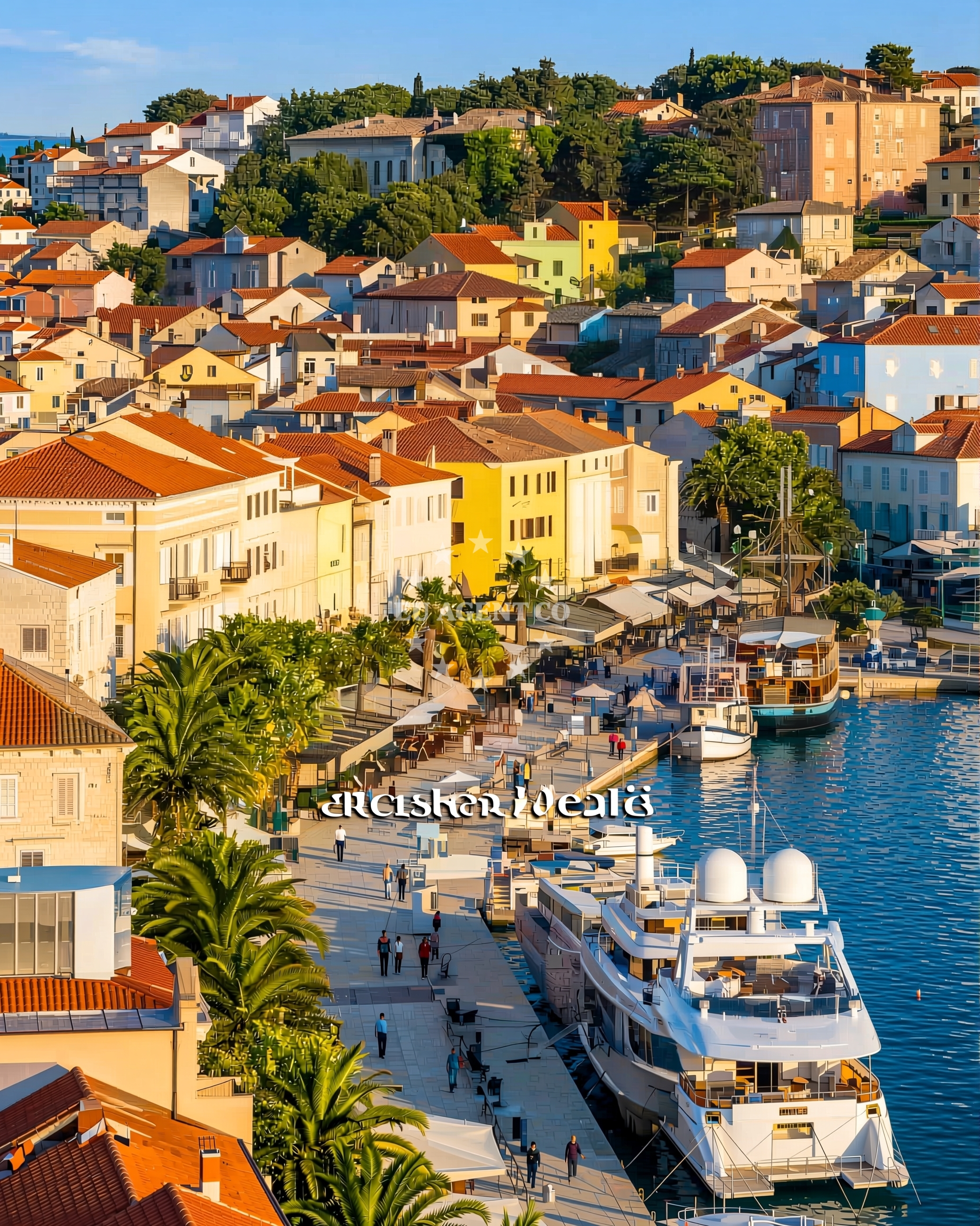 Anchorage on Losinj Island, Croatia with sandy seabed and nearby Radiboj
