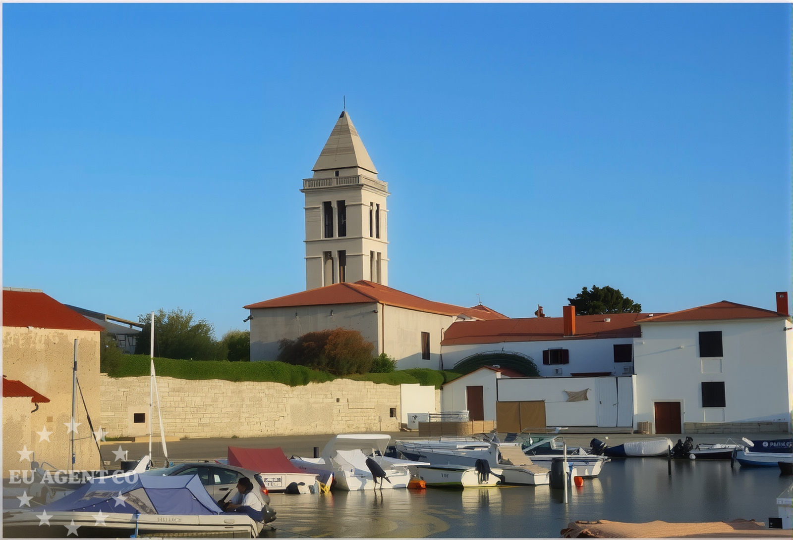 Anchorage in Nerezine, Lošinj, Croatia with sandy seabed and nearby marina