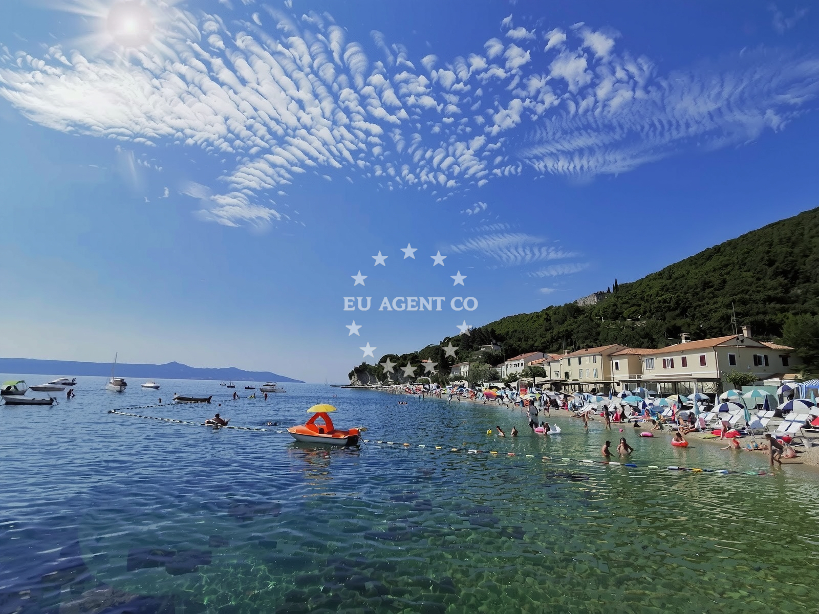Anchorage in Moscenicka Draga, Croatia with nearby beach