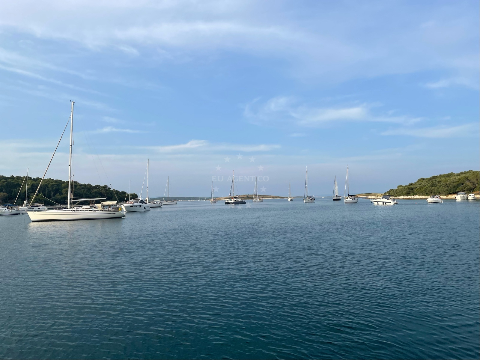 Boats anchored near Premantura, Istria and Kvarner, Croatia