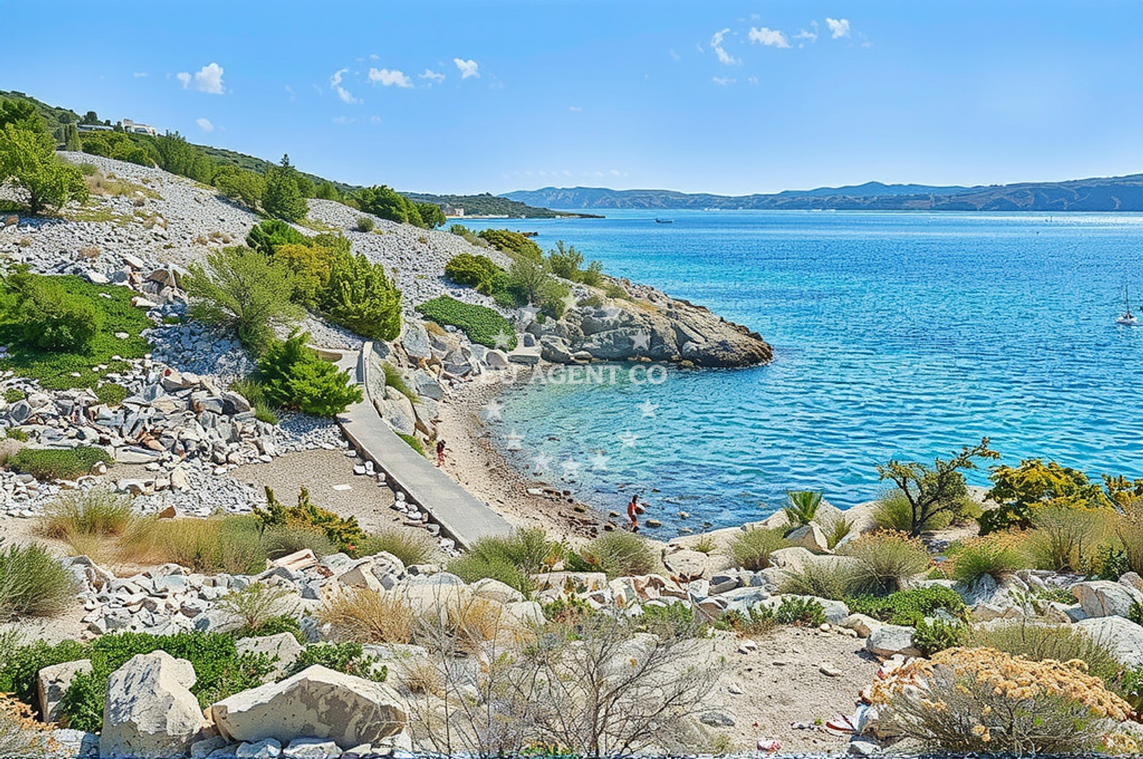 Sandy beach near Prizna anchorage with clear waters