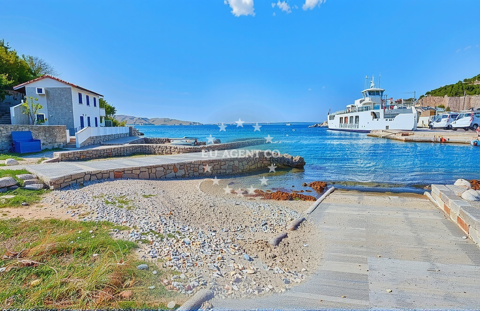 Yacht anchoring in Prizna, Adriatic Sea