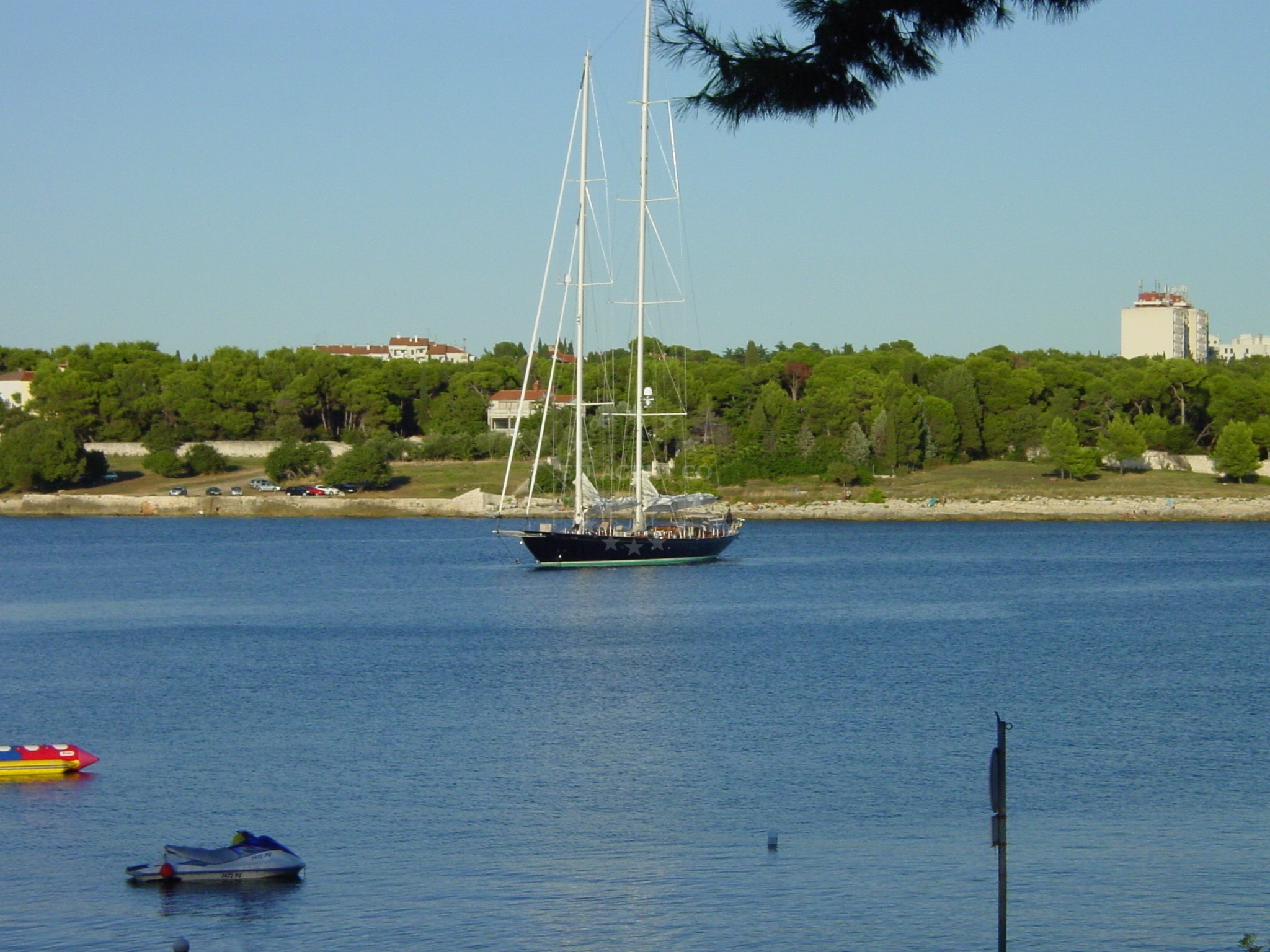 Stoja Campsite jetty and nearby bathing area with views of the Pula coastline