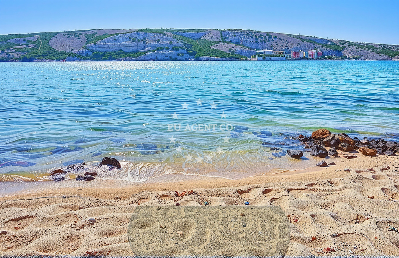Anchorage on Rab Island, Croatia with calm waters and nearby coastline