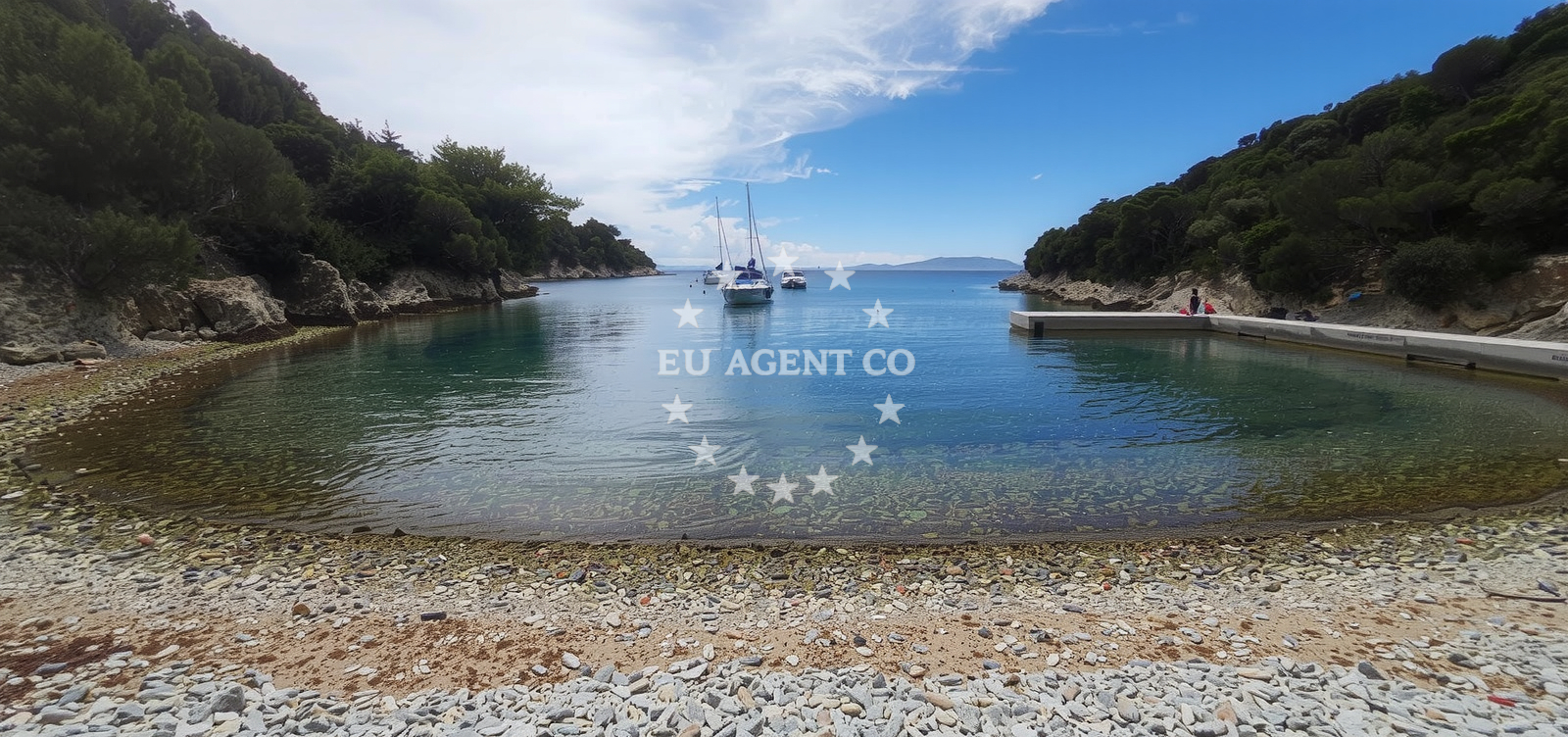 Uvala Valsika Beach accessible from nearby anchorages on Rab Island