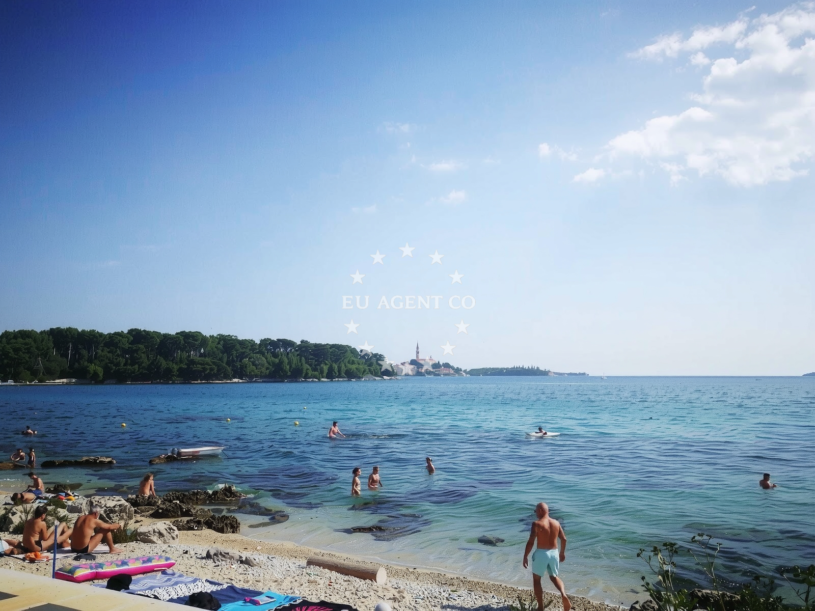 Anchorage in Rovinj, Croatia with views of the Adriatic Sea and nearby Valbidora bay