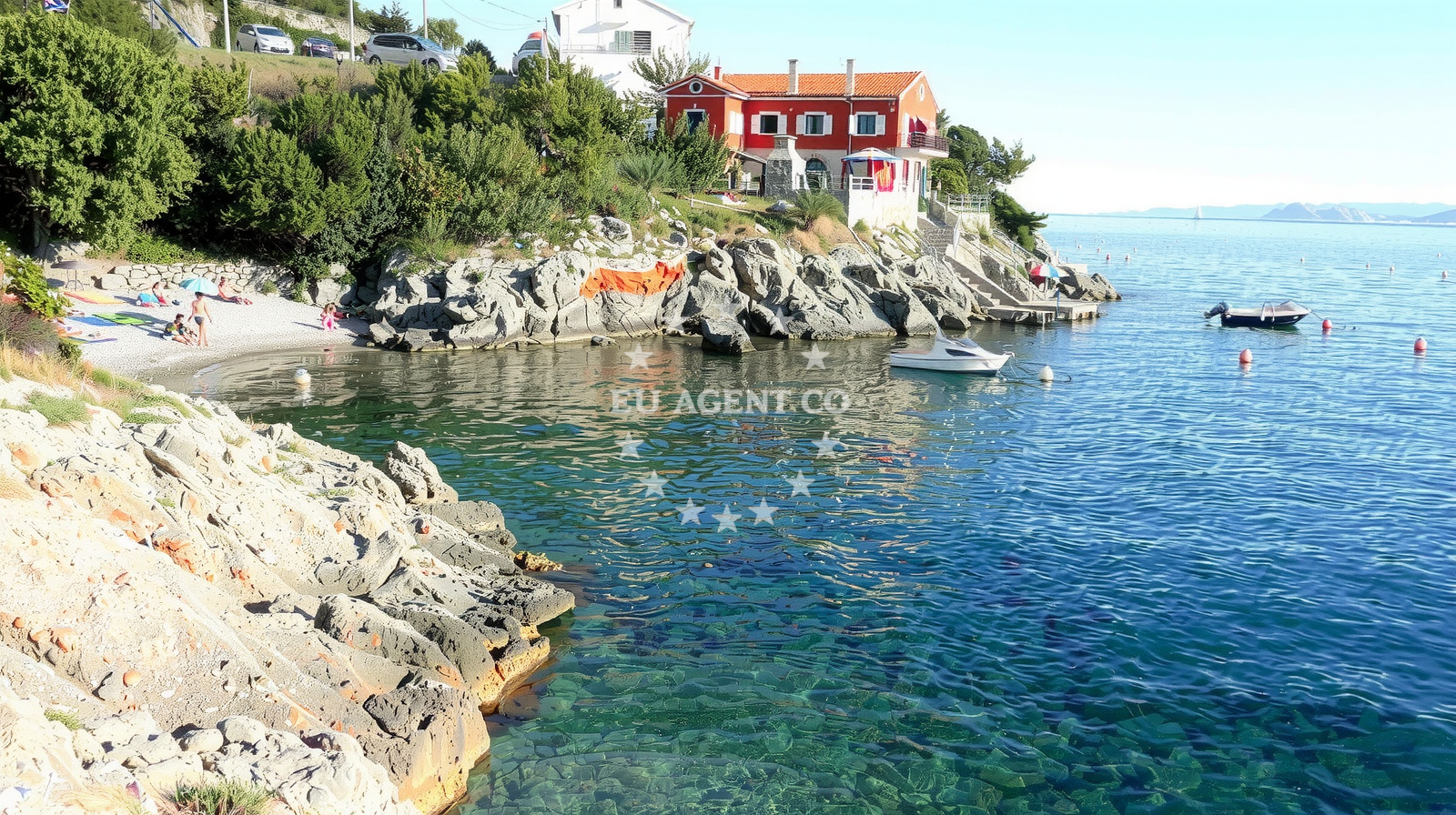 Jelena Beach, Senj, Croatia, with clear waters and nearby anchorage