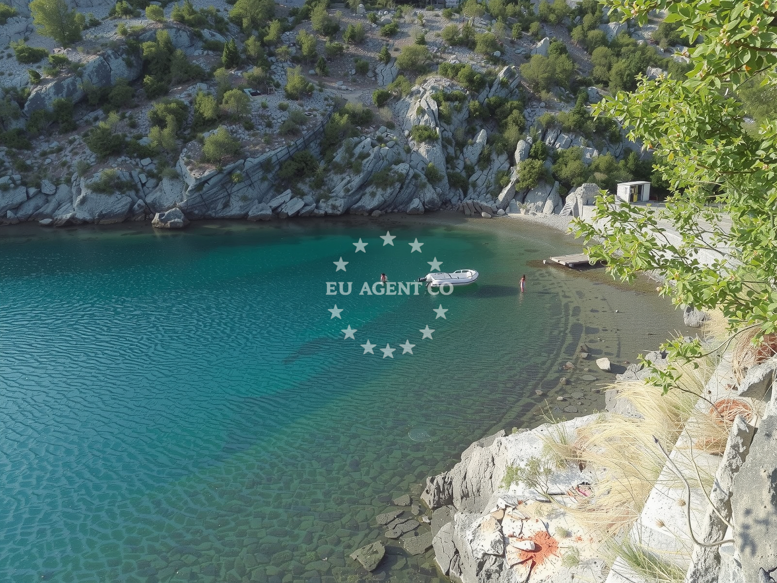 Anchorage in Senj, Croatia with calm waters and nearby coastal landmarks