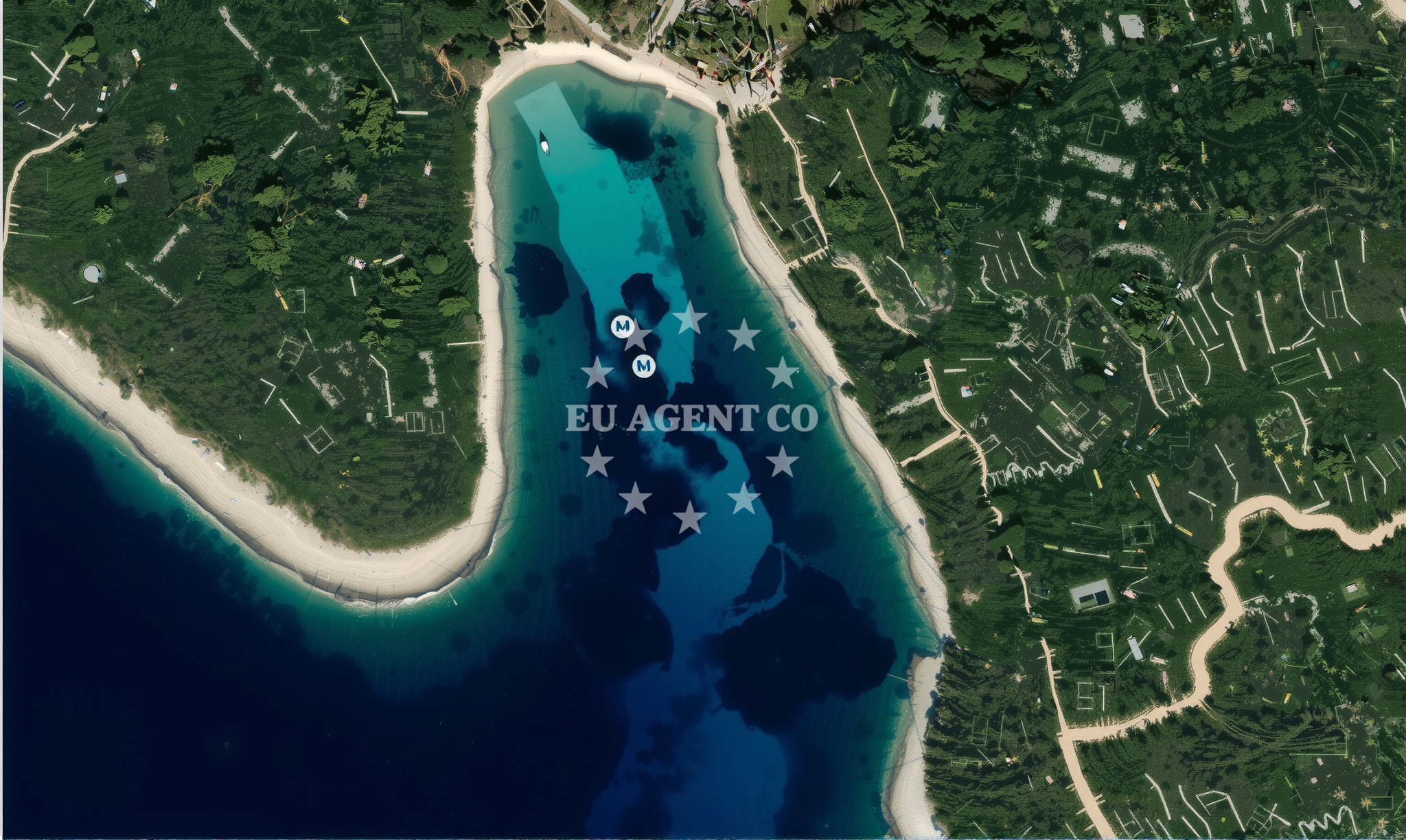 Anchorage in Veli Vranjak, Croatia with rocky shoreline and calm waters