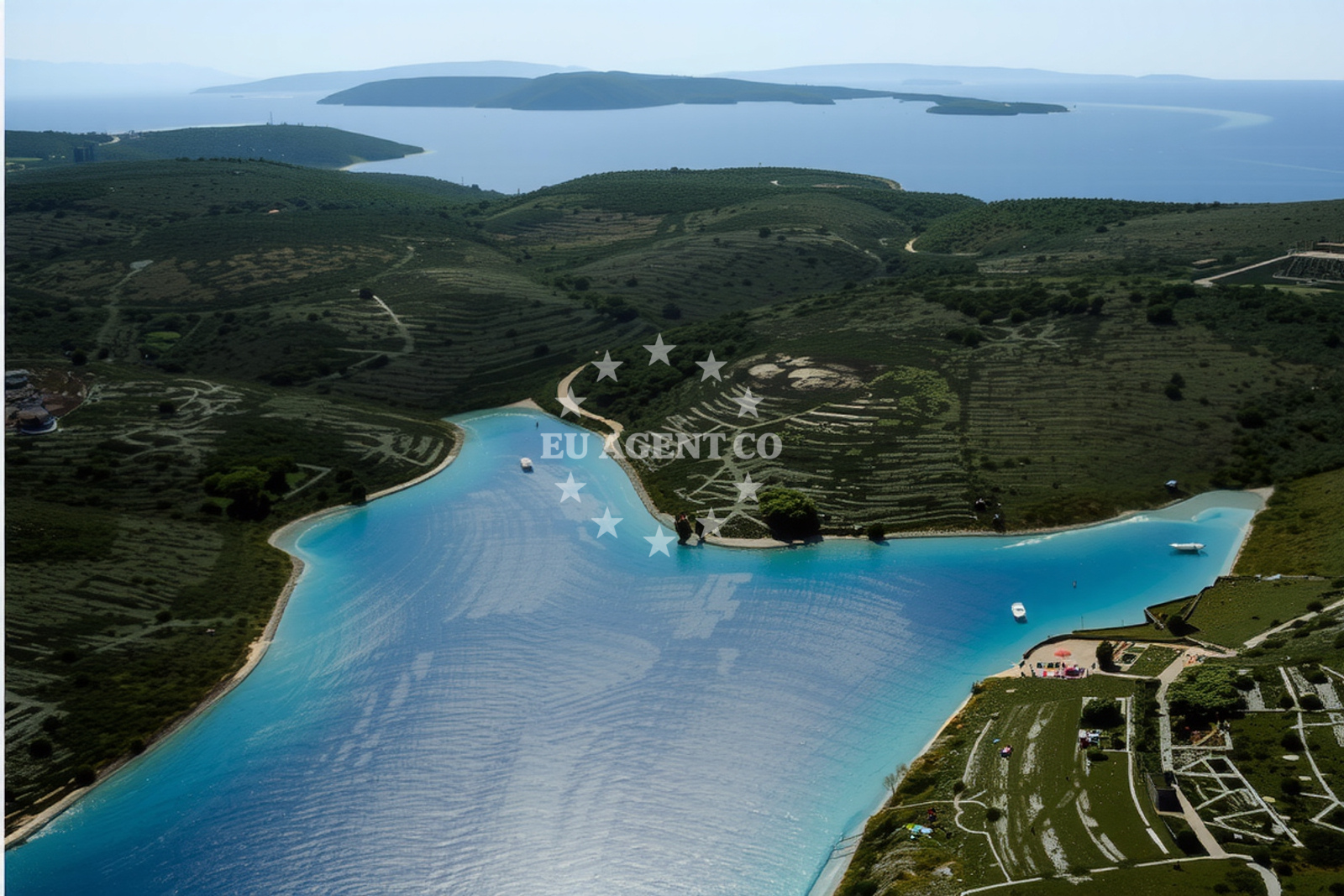 Island of Rab visible from Veli Vranjak anchorage