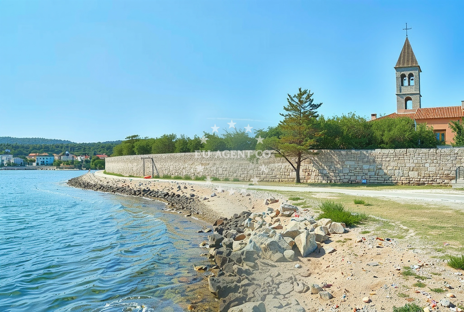 Coastal view of Biograd Na Moru from Otok Veli Duzac anchorage