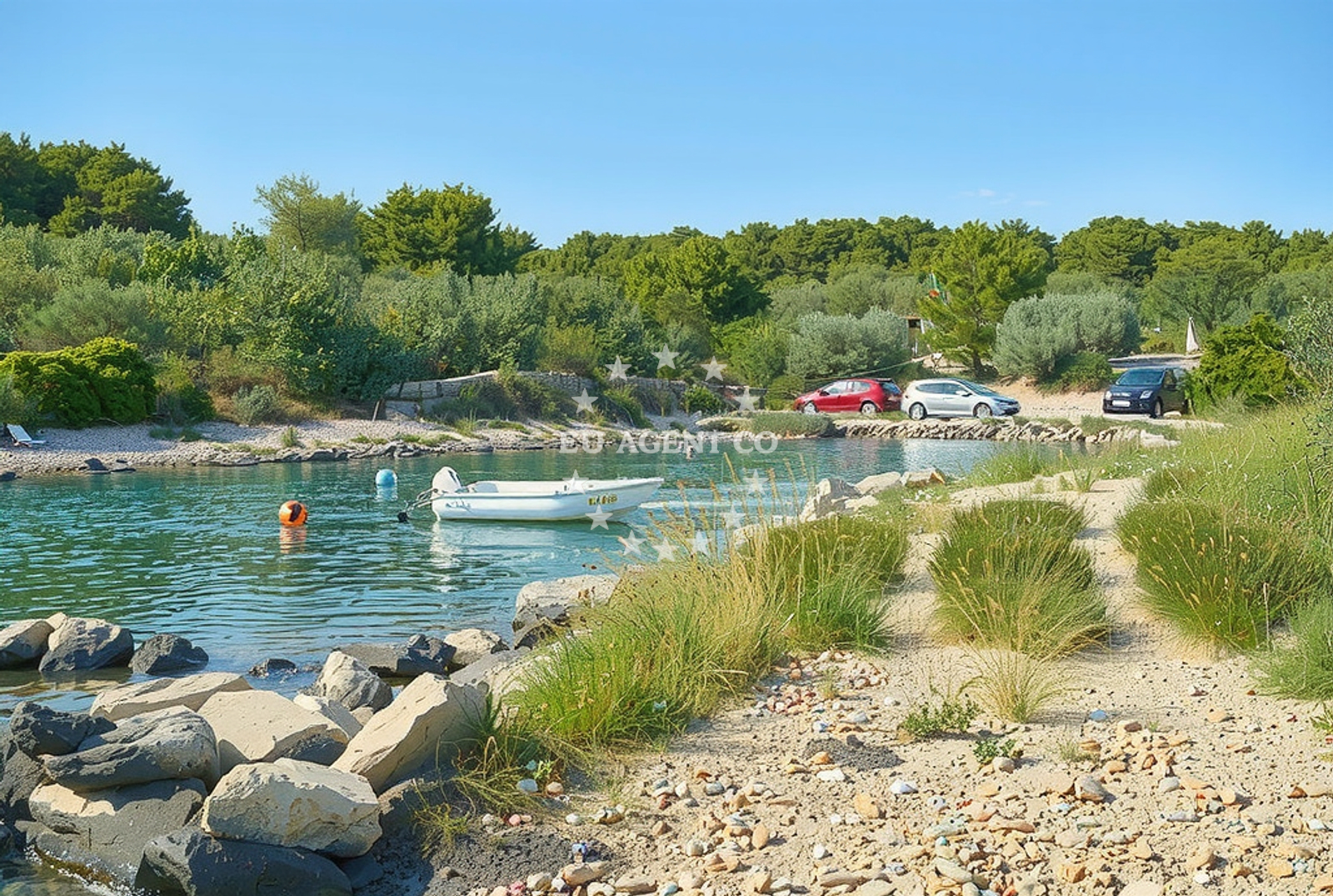 Drage Anchorage in North Dalmatia, Croatia with scenic views of the Adriatic Sea
