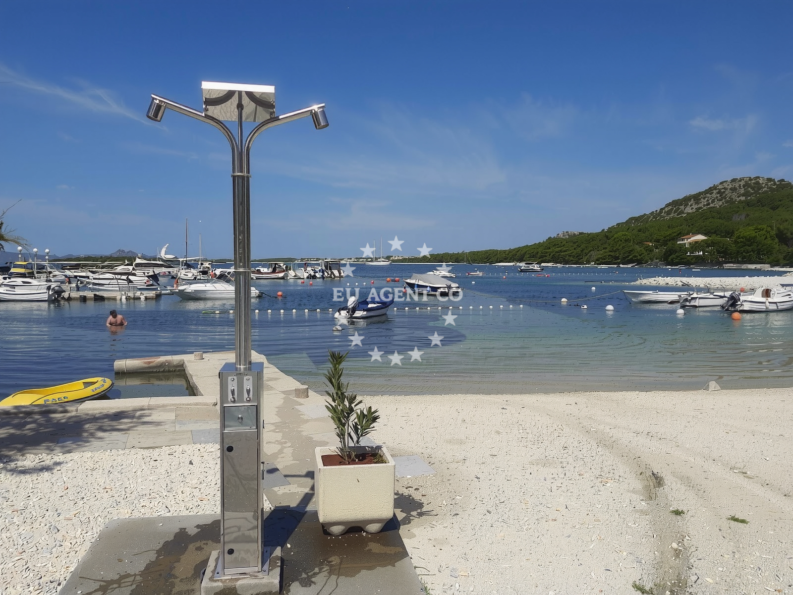 Anchorage in Drage, North Dalmatia, Croatia with a sandy seabed and nearby Dugovaca Bay