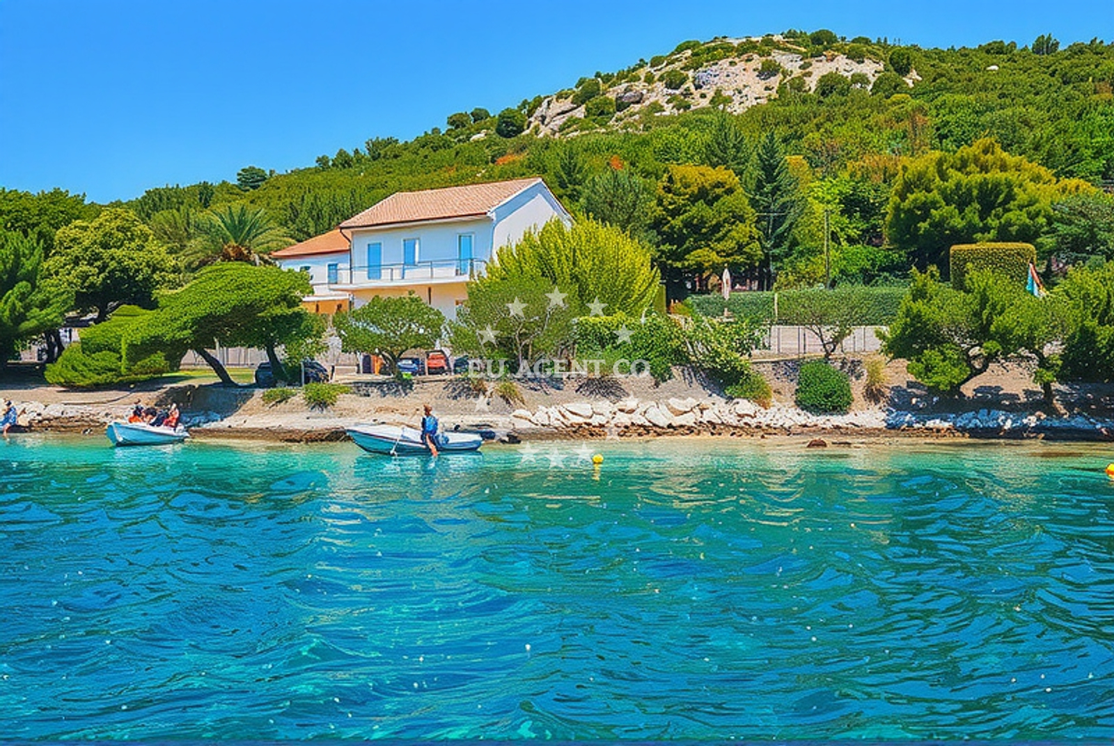 Dugovaca Bay near Drage, North Dalmatia, Croatia with clear waters and rocky shores