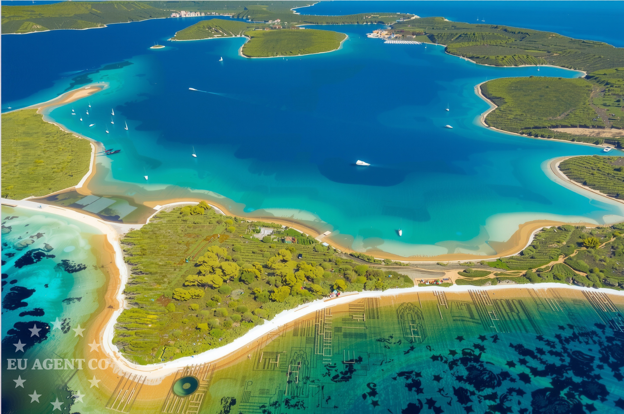 Anchorage on Dugi Otok, North Dalmatia, Croatia with seaweed and sand seabed
