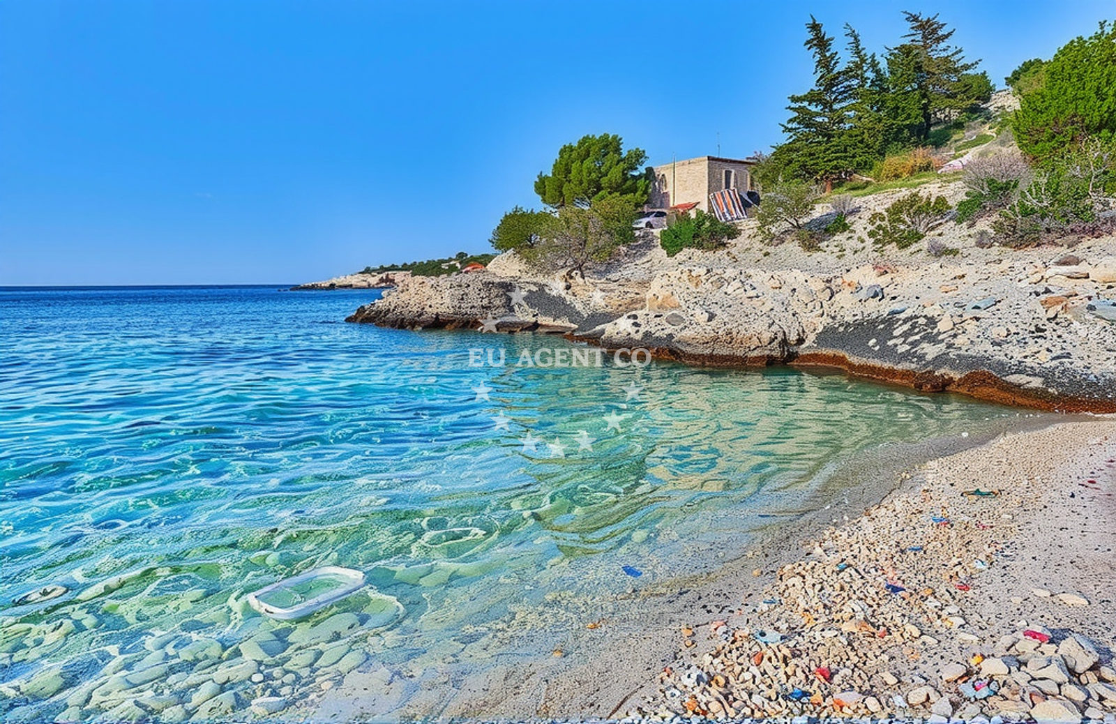 Anchorage on Dugi Otok, North Dalmatia, Croatia with sandy seabed and nearby Samotvorac coastline