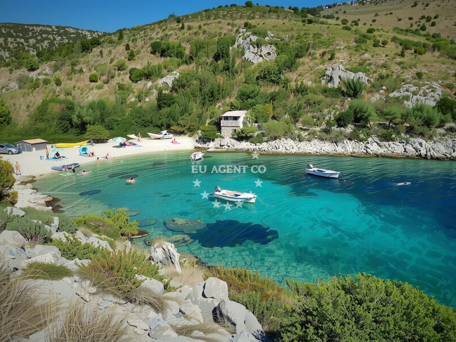 Anchorage on Dugi Otok, North Dalmatia, Croatia with sandy seabed and nearby Brbiscica Bay