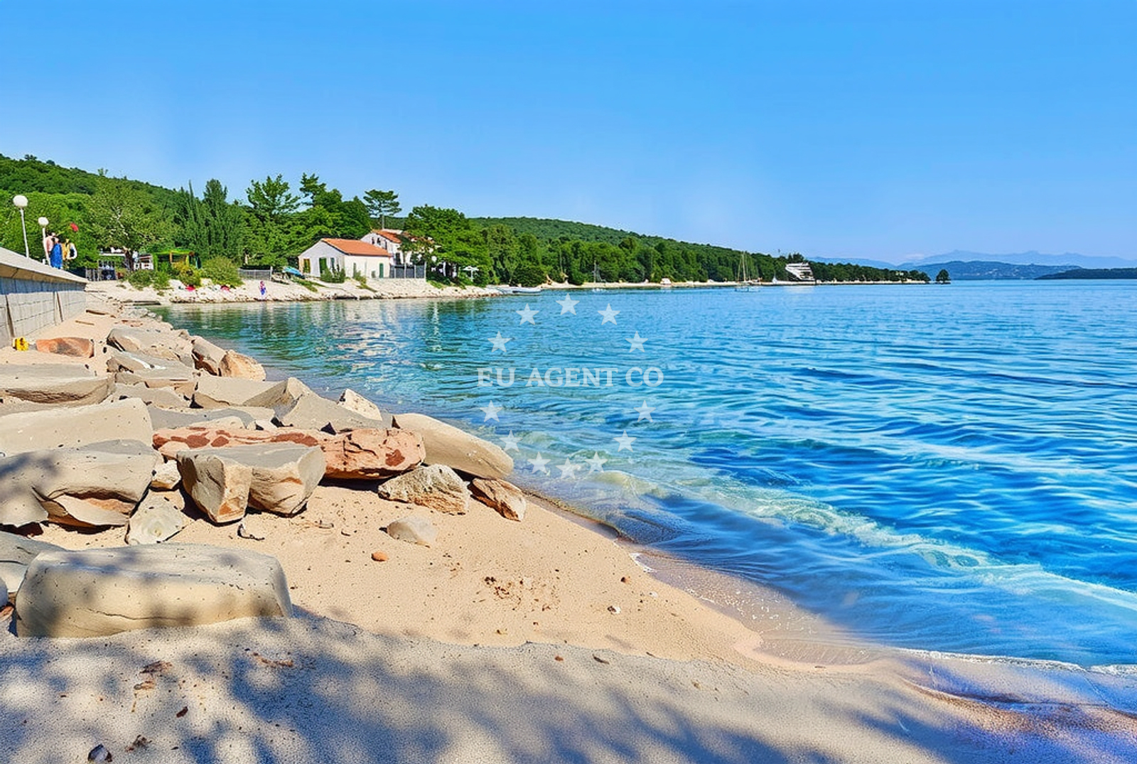 Anchorage Zman, Dugi Otok with soft mud seabed and nearby Žmanšćica beach