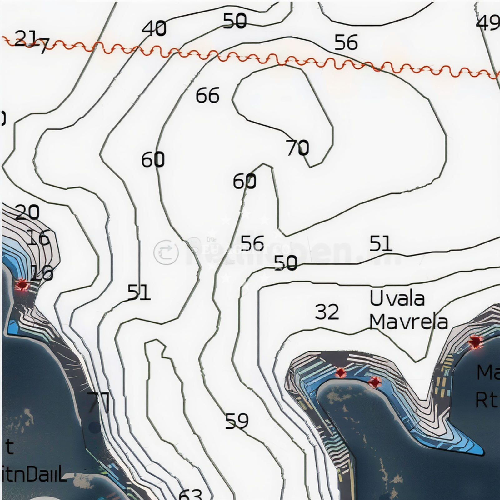 Buoy field 1.1 km from the anchorage on Ist Island