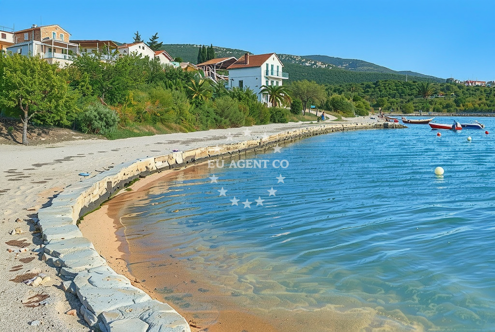 Anchorage in Karin, North Dalmatia, Croatia with yachts at rest near the shore