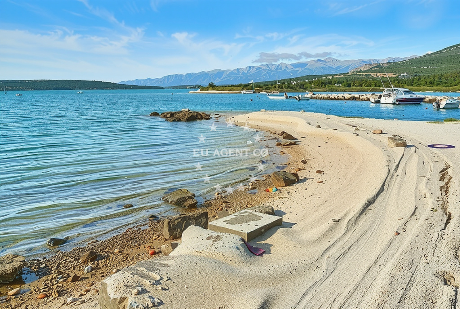 Karin dock anchorage in Karin, North Dalmatia, Croatia with a mud seabed