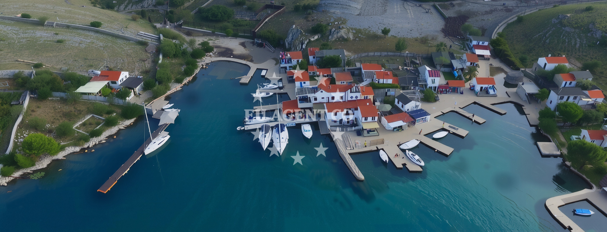 Anchorage on Katina Island, North Dalmatia, Croatia with clear waters and nearby rocky islets
