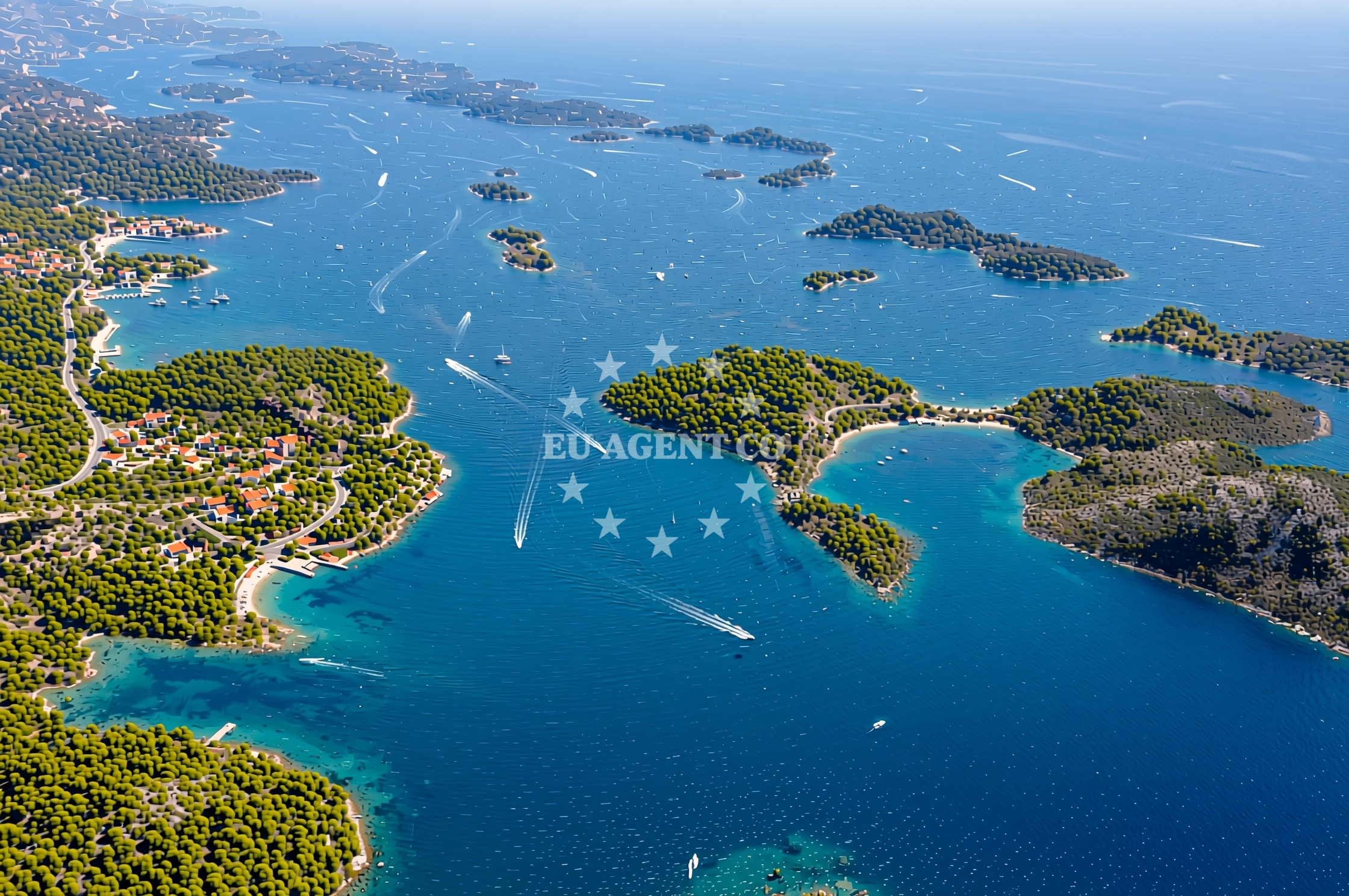 Anchorage on Kornat Island, North Dalmatia, Croatia with views of the Adriatic Sea