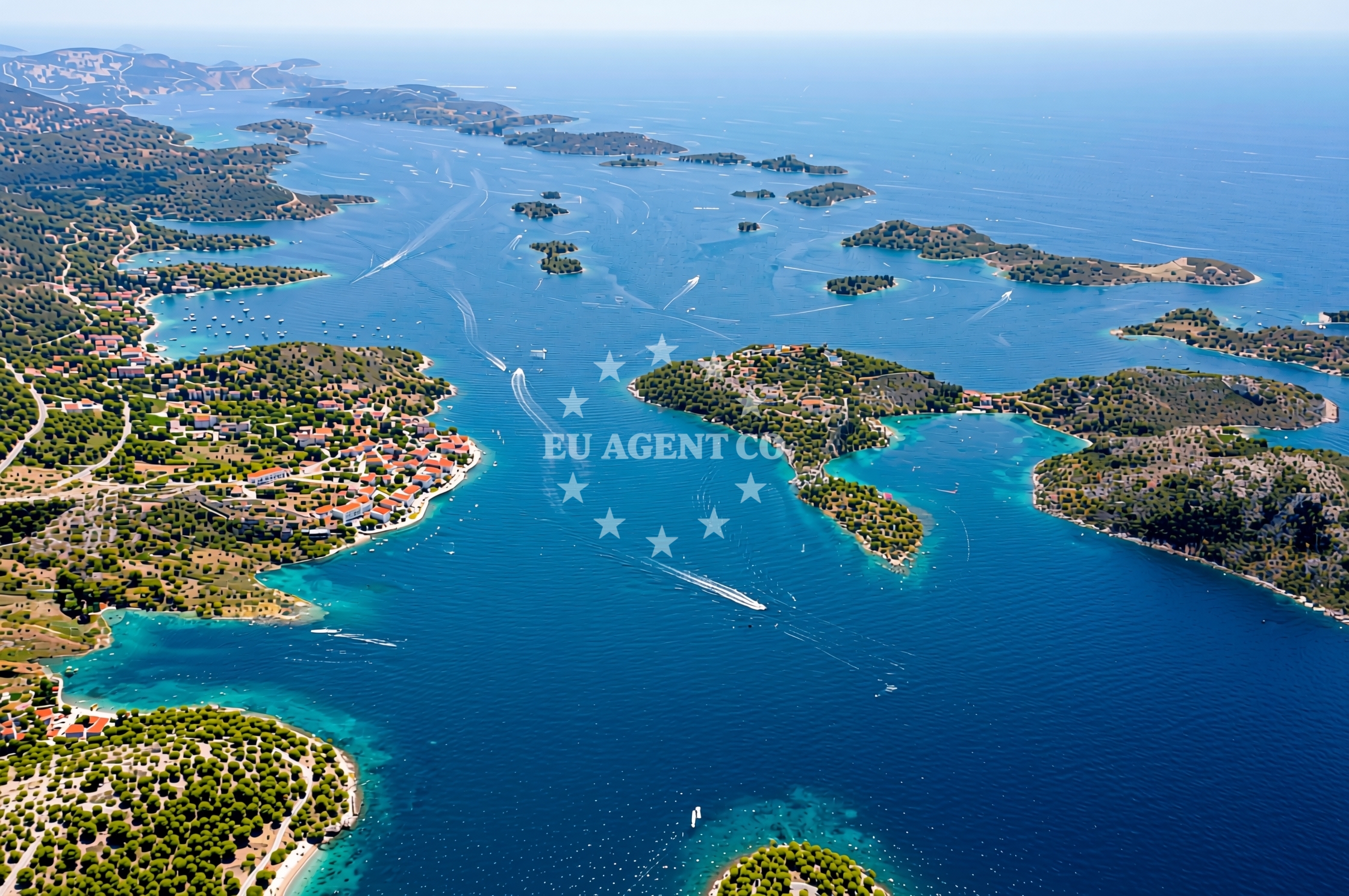 Anchorage on Kornat Island with clear waters and nearby islands