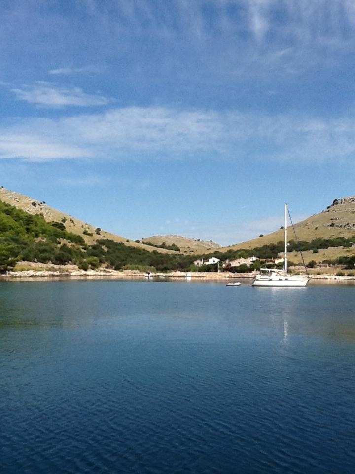 Anchorage in Donji Statival, Kornat with clear waters and rocky coastline