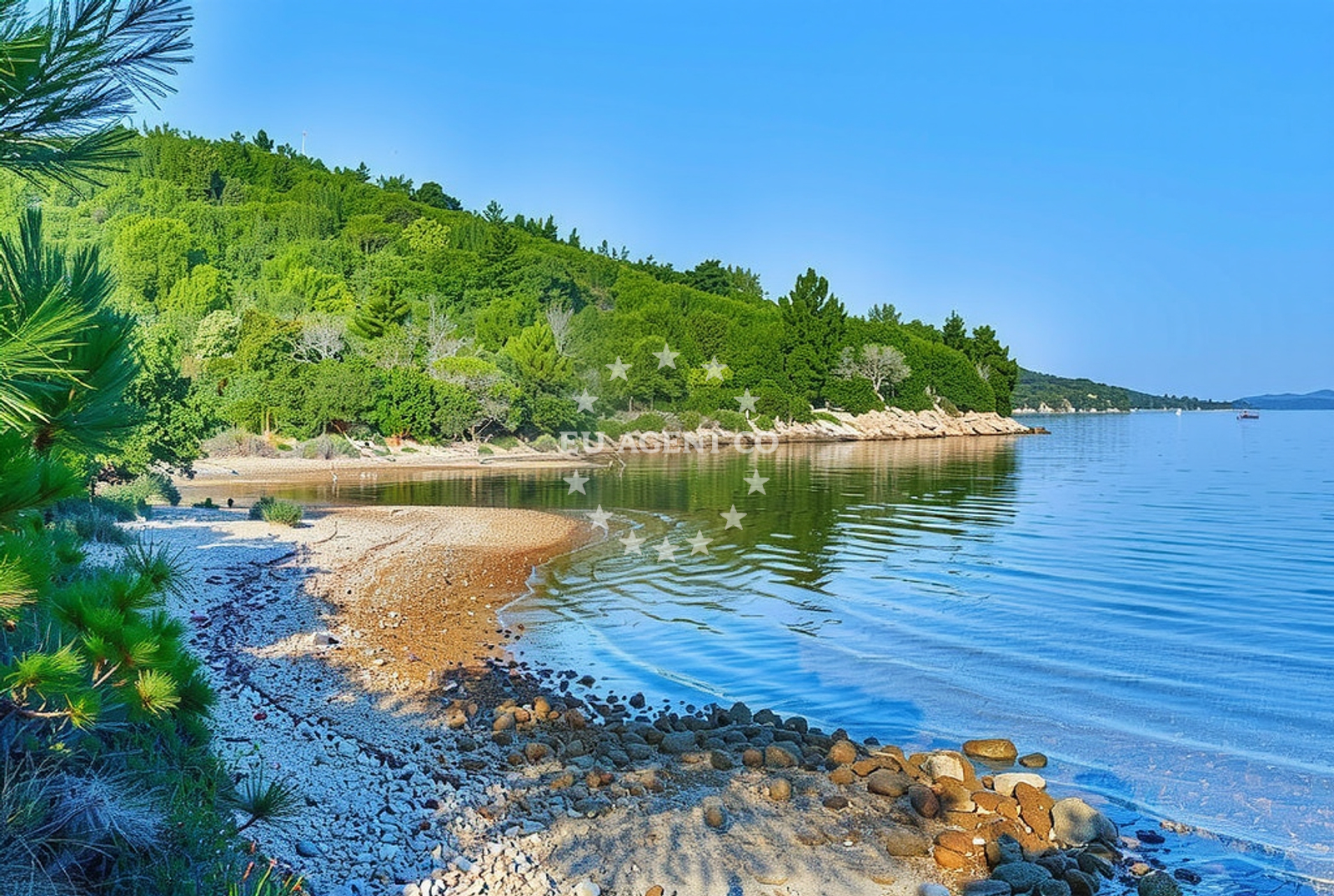 Sandy seabed anchorage on Krknata Island, North Dalmatia, Croatia