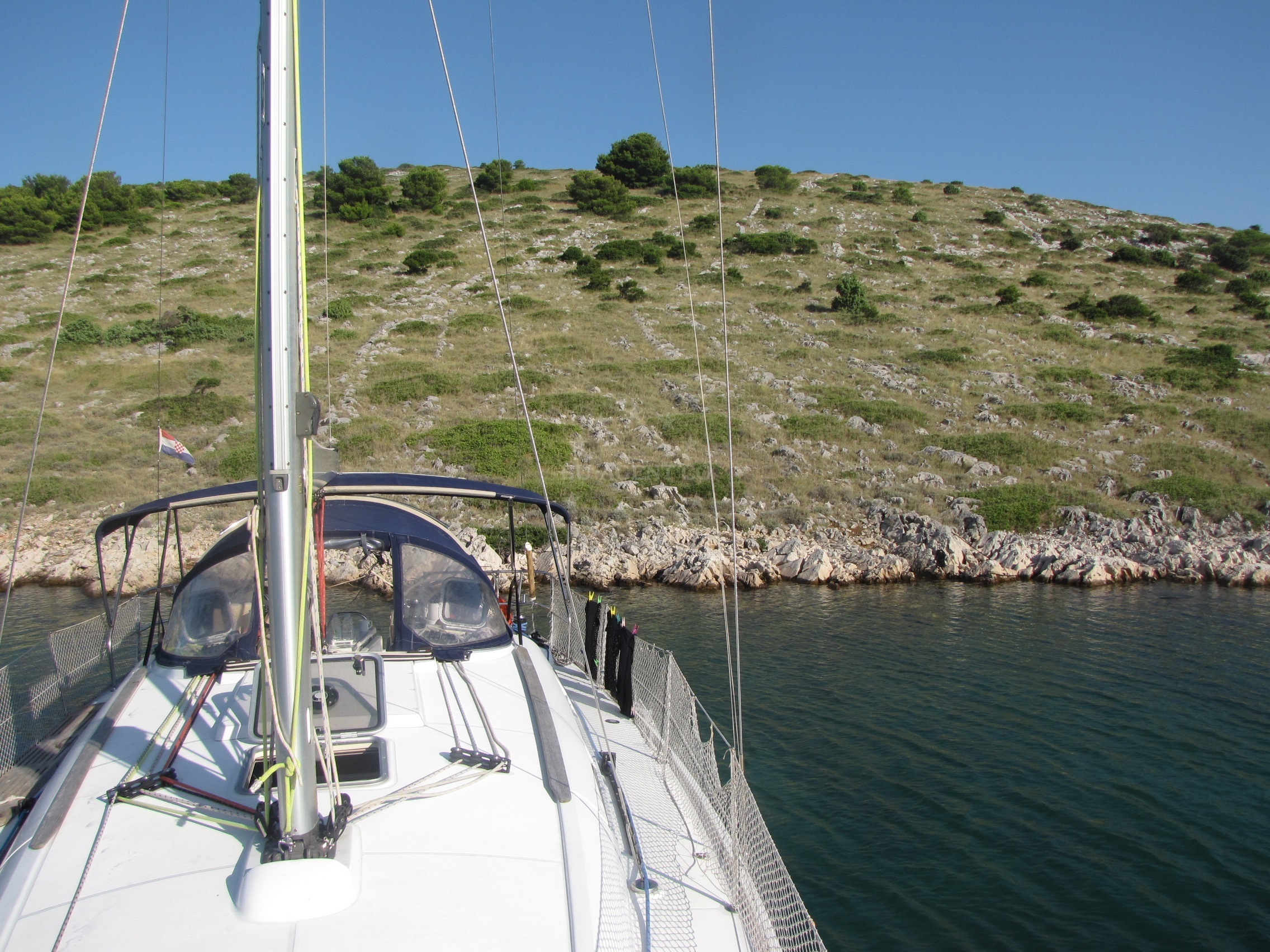 Lavsa Anchorage with mooring buoys and nearby Konoba Larus restaurant