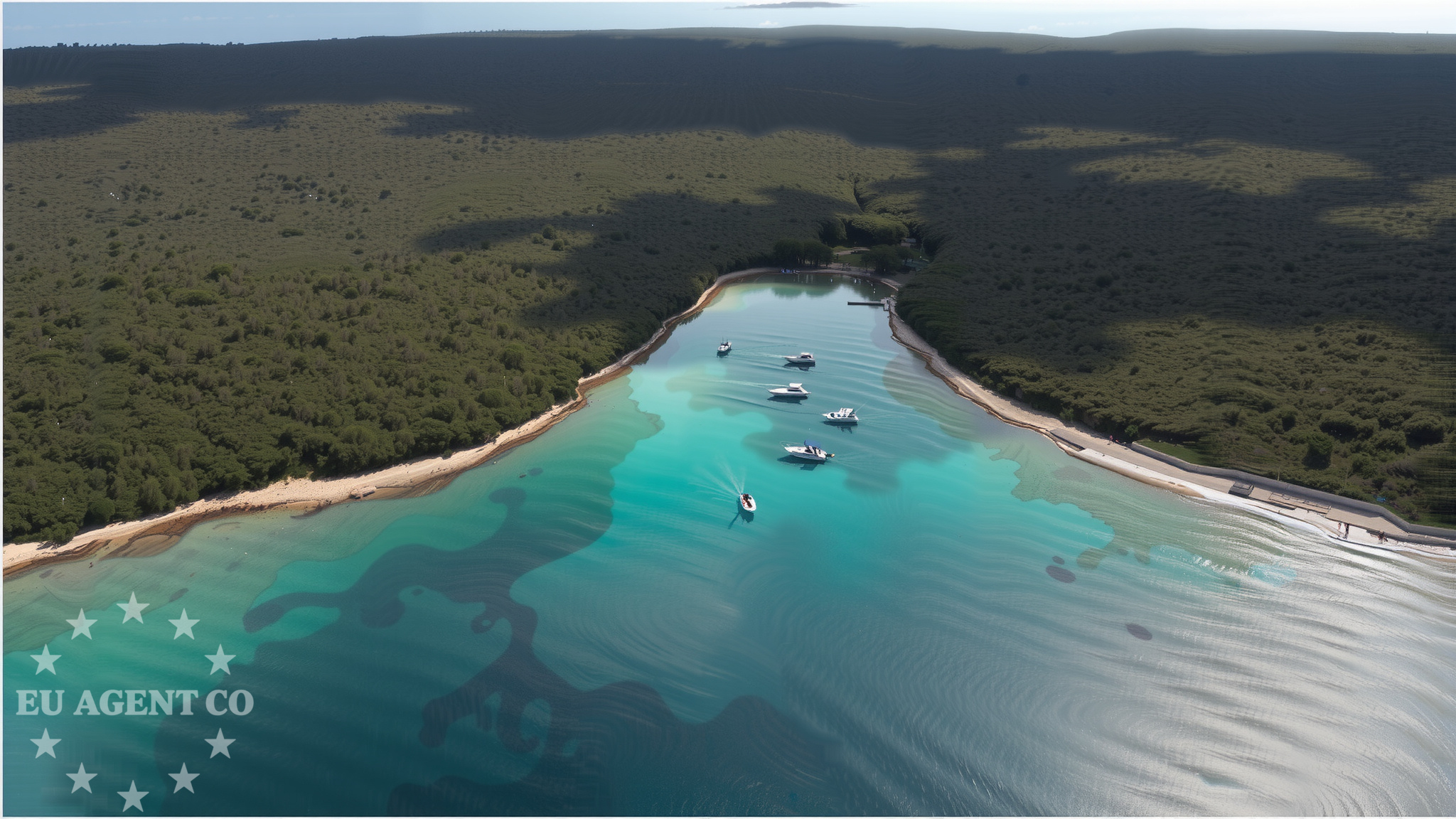 Anchorage on Maun Island, North Dalmatia, Croatia with nearby Olipski porat bay