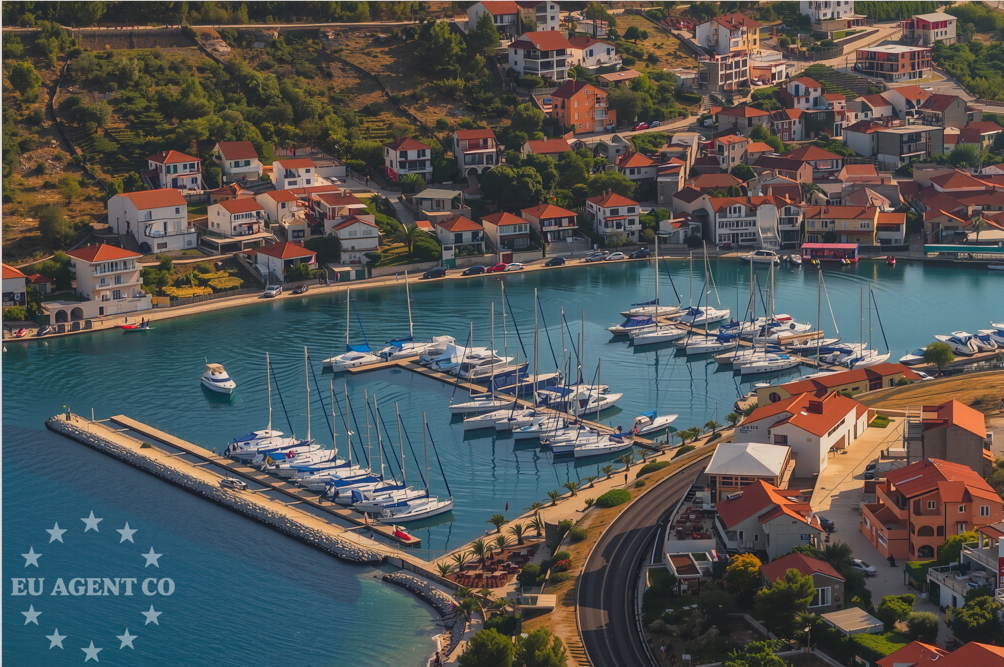 Anchorage in Mazurani, North Dalmatia, Croatia with sailboats at anchor