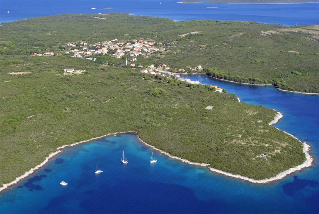 Anchorage in Molat Island, North Dalmatia Croatia with sandy seabed and seaweed patches