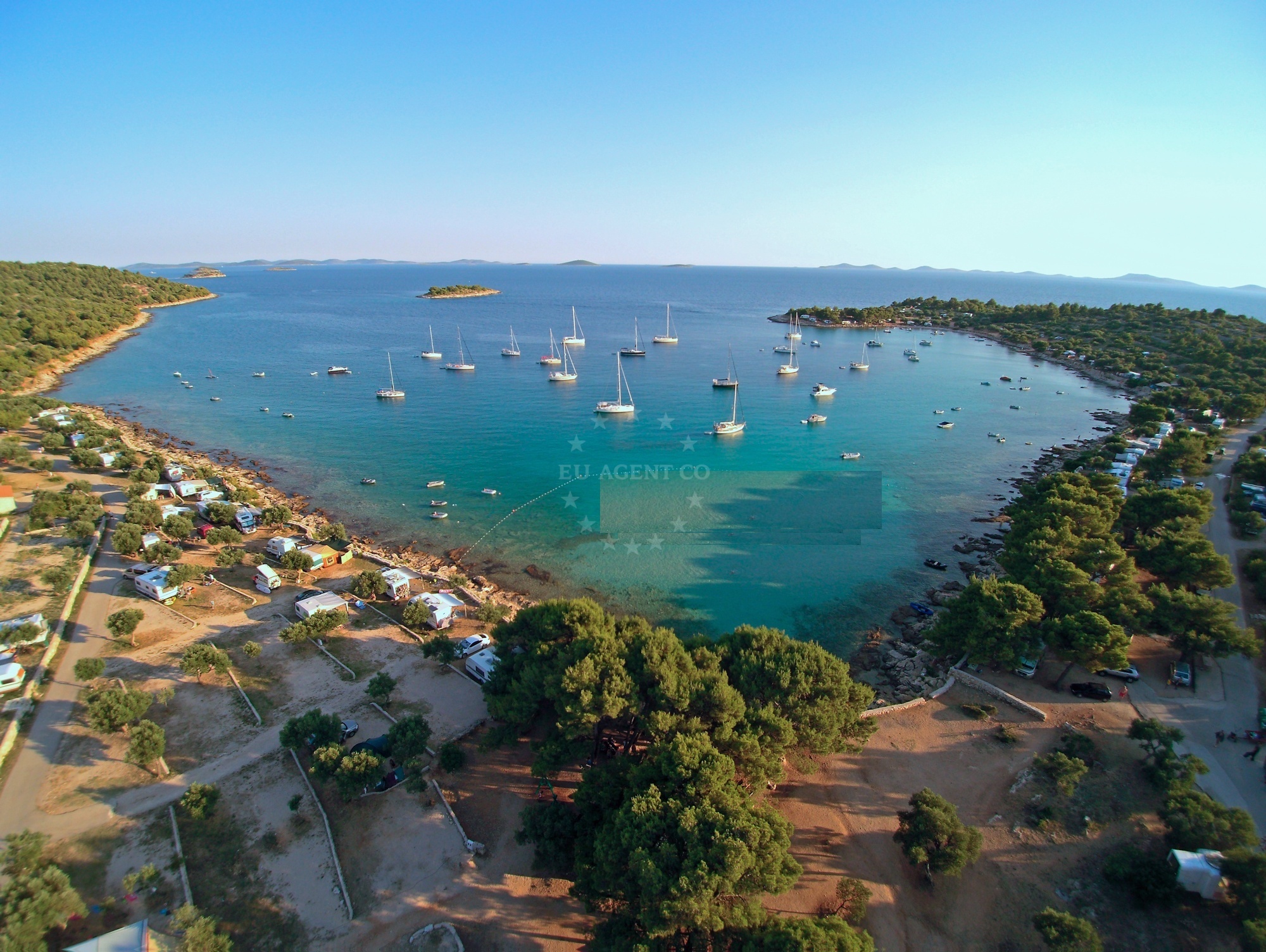 Anchorage on Murter Island, North Dalmatia, Croatia with scenic bay views and nearby camping area