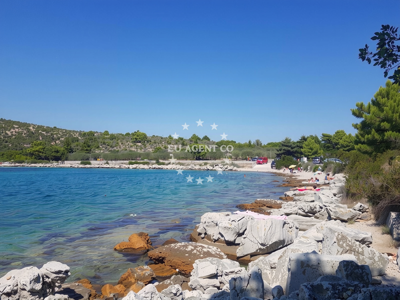 Jezera Beach on Murter Island with white sand and turquoise waters