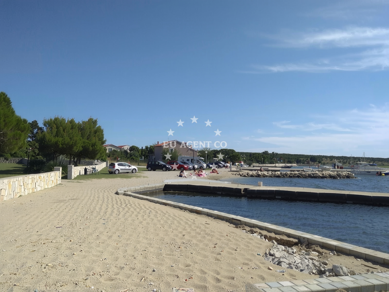 Shallow anchorage in Proboj, Pag with calm waters near the village