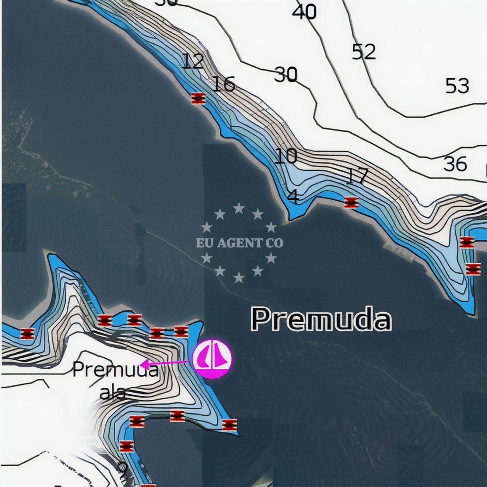 Natural anchorage on Premuda Island, North Dalmatia with calm waters and coastal views