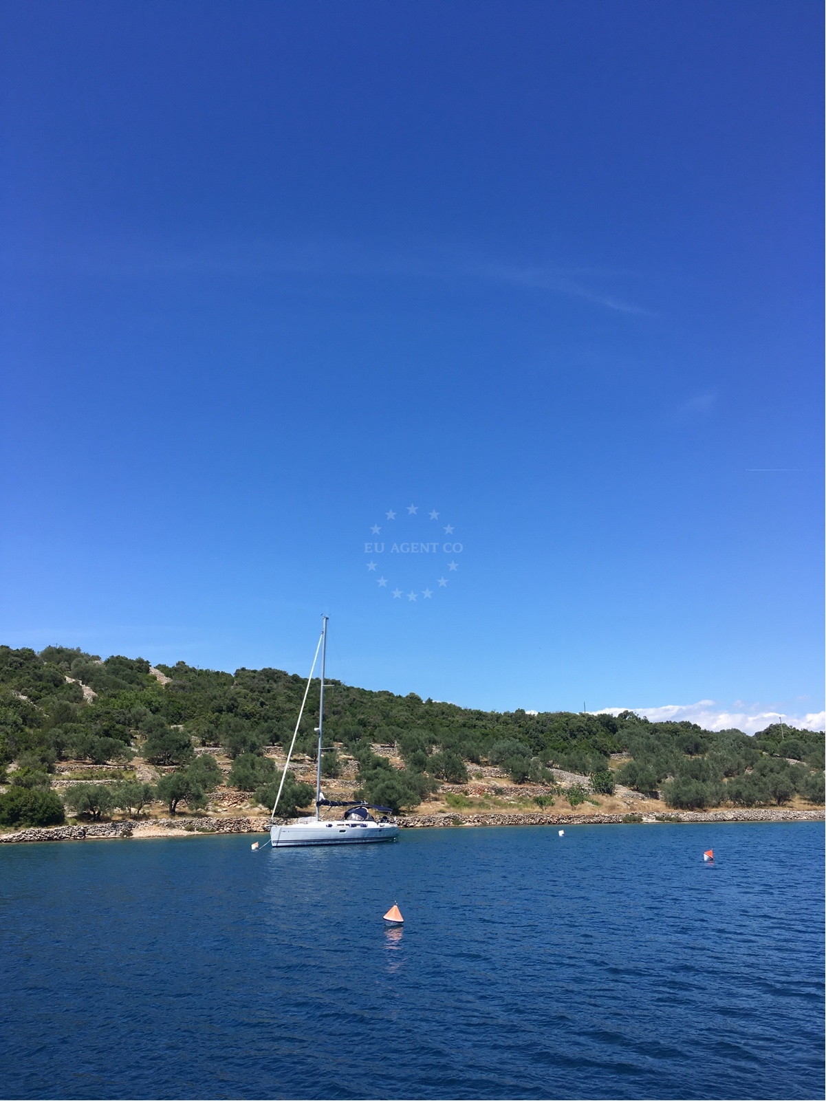 Anchorage on Rava Island, North Dalmatia, Croatia with buoy field and sandy seabed
