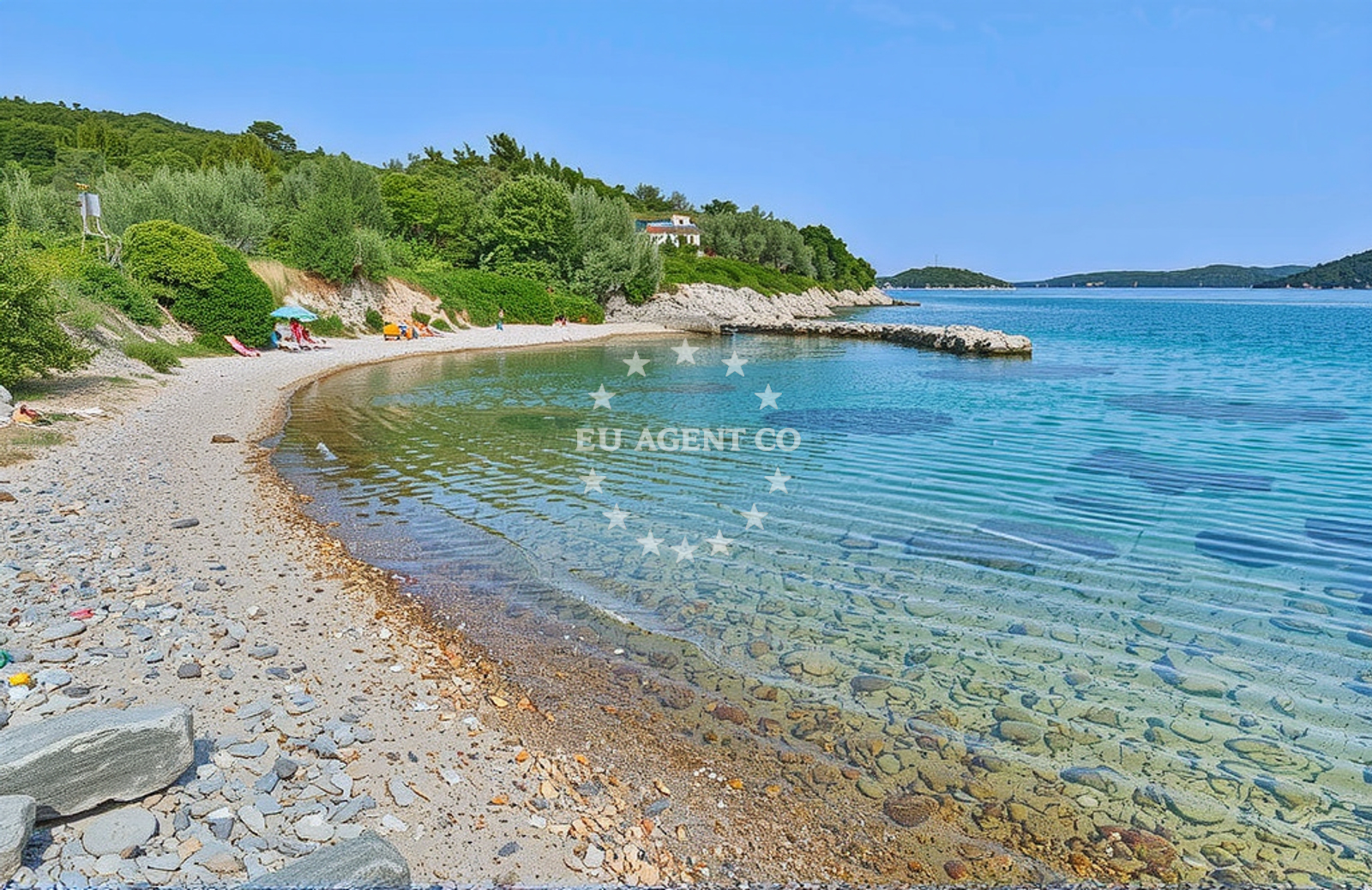 Anchorage on Rava Island, North Dalmatia, Croatia with yachts at anchor